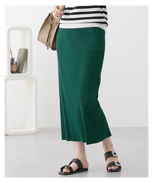 nissen（ニッセン）の「【洗える】セルフカット　リブＩラインスカート 着痩せ 細見え 華奢見え きれいめ 上品 大人カジュアル こなれ感 ストレッチ 楽ちん ウエストゴム 秋 綿混（スカート・レディース・モカベージュ/黒/テラコッタ/マスタード/グリーン/ライトベージュ/ラベンダー/チャコールグレー/杢グレー(新色)/ブラウン(新色)/杢グレー・M/L/LL/3L/4L/5L/6L/S）」の22枚目の写真