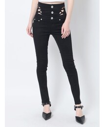 GYDA | H/Wボタン カーブレースアップスキニーパンツ(デニムパンツ)