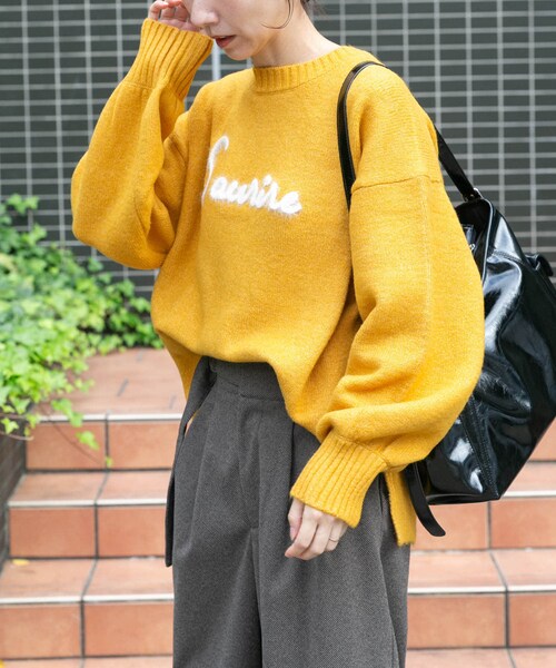 ITEMS URBANRESEARCH（アイテムズ アーバンリサーチ）の「クルーネックロゴニットプルオーバー（ニット/セーター・レディース・L.GRY/NVY/YEL・Free）」の13枚目の写真