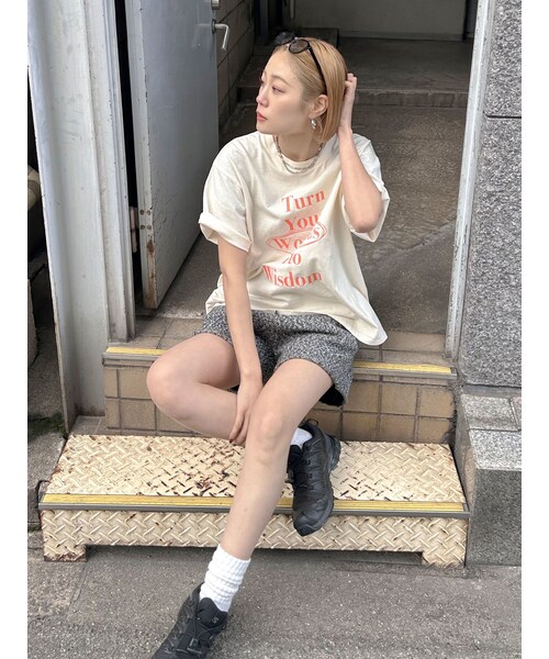 Ungrid（アングリッド）の「ヴィンテージウォッシュロゴビッグTee（Tシャツ/カットソー・レディース・アイボリー/オレンジ/パープル/ブラウン・F）」の22枚目の写真