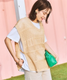nissen | 2点セット（透かし編みベスト＋Tシャツ）(ニット/セーター)