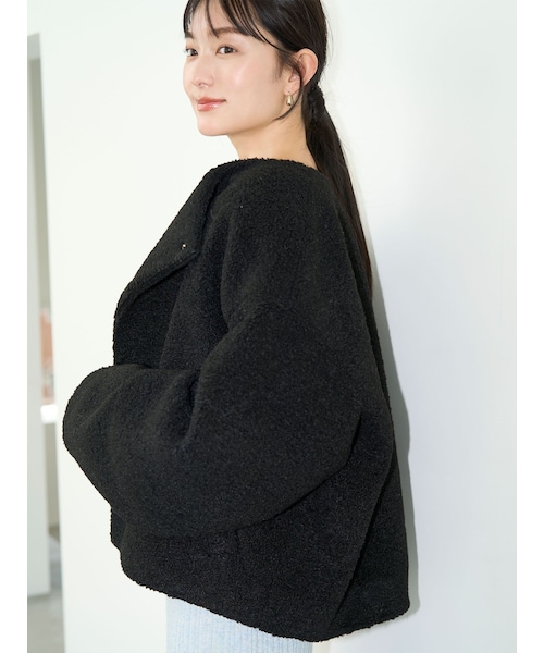 LAGUNAMOON（ラグナムーン）の「ボアブルゾン（ブルゾン・レディース・アイボリー/ブラック・F）」の2枚目の写真