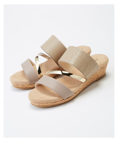 nissen（ニッセン）の「【ゆったり幅広】ふわふわなクッションのクロコ型押しメタリックラインウェッジサンダル（低反発中敷）（ワイズ４Ｅ）（サンダル・メンズ・黒/オーク/ホワイト/ブラウン/ゴールド・M=23.0~23.5cm/4E/L=24.0~24.5cm/4E/LL=25.0~25.5cm/4E/3L=26.0~26.5cm/4E）」の13枚目の写真