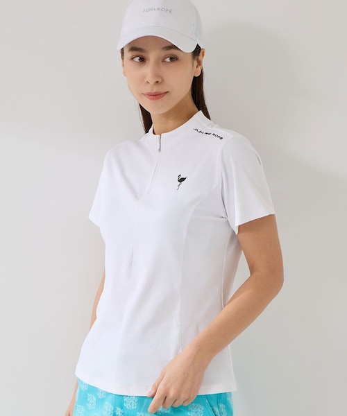 ROPE'(ロペ)の「ストレッチテレコボトルネック半袖プルオーバー/UV・吸水(Tシャツ/カットソー・レディース・ブラック/ホワイト・L/M/S/XL)」の22枚目の写真