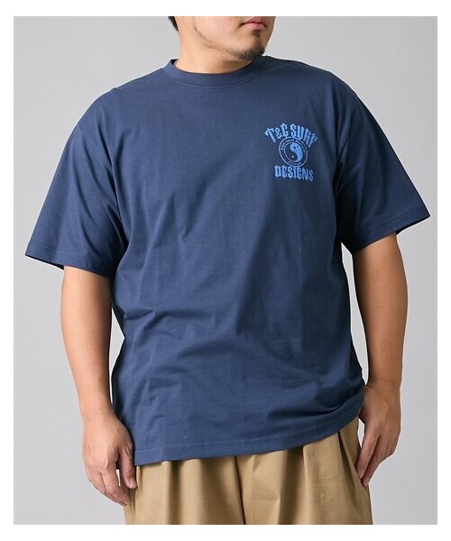 nissen（ニッセン）の「綿100％バックプリント半袖Tシャツ（トライバル×ハイビスカス柄）　T＆C　【大きいサイズ】（Tシャツ/カットソー・メンズ・08ブラック/20ネイビー/19ピンク・3L/4L/5L/6L）」の9枚目の写真