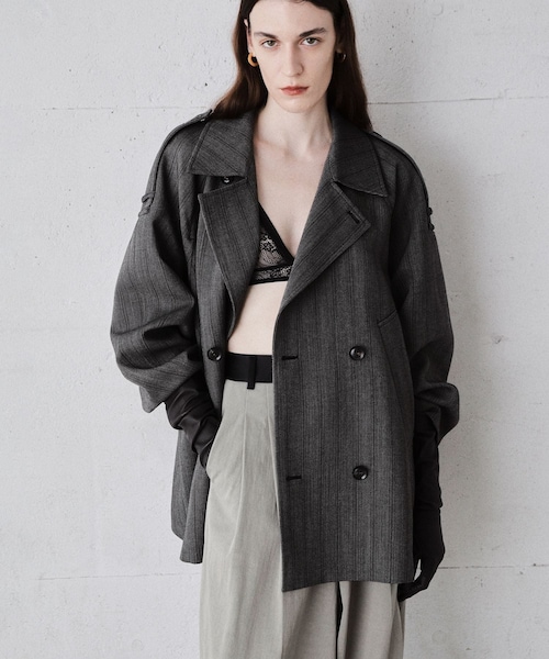 ADAM ET ROPE'（アダムエロペ）の「【EMOELLE】トレンチディティールジャケット（その他アウター・レディース・チャコール・36/38）」の3枚目の写真