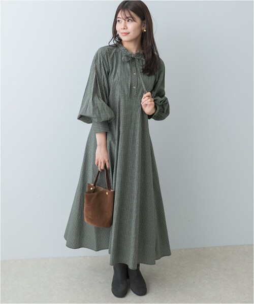 URBAN RESEARCH ROSSO（アーバンリサーチロッソ）の「F by ROSSO　チェックリボンシャツワンピース（ワンピース・レディース・OFF WHITE/KHAKI/NAVY・FREE）」の20枚目の写真