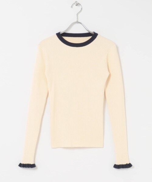 URBAN RESEARCH Sonny Label（アーバンリサーチサニーレーベル）の「静電防止フリルクルーネックリブニットプルオーバー（ニット/セーター・レディース・IVOxNVY/CCLxOFF/BRNxMNT/BEGxORG・Free）」の10枚目の写真