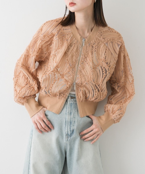 SENSE OF PLACE by URBAN RESEARCH(センスオブプレイスバイアーバンリサーチ)の「コードシシュウブルゾン(ブルゾン・レディース・IVORY/BLACK/BEIGE・one)」の3枚目の写真