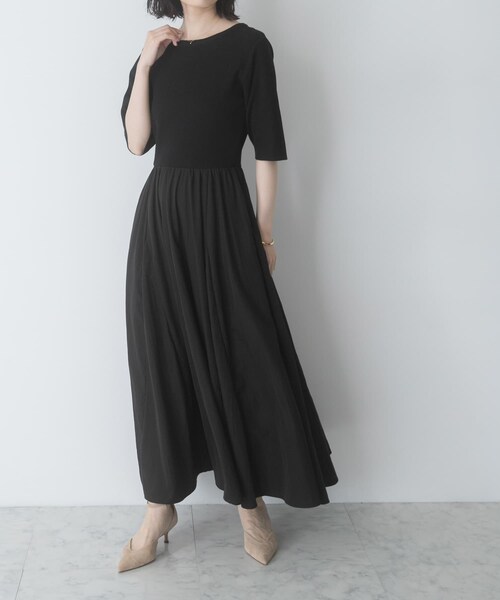 URBAN RESEARCH ROSSO（アーバンリサーチロッソ）の「『一部WEB限定カラー』ニットドッキングワンピース（ワンピース・レディース・OFF×OFF/BLK×BLK/BE×BLK・Free）」の18枚目の写真