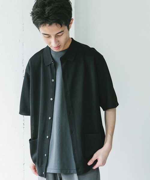 URBAN RESEARCH DOORS(アーバンリサーチドアーズ)の「リネンライクショートスリーブシャツカーディガン(カーディガン/ボレロ・メンズ・BLACK/GRAY/NAVY・M/L)」の7枚目の写真