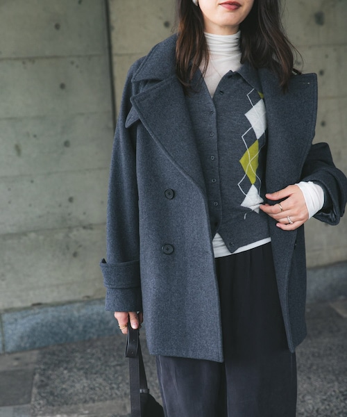 URBAN RESEARCH（アーバンリサーチ）の「スーパー100メルトンPコート（その他アウター・レディース・OFF/D.NAVY/CHARCOAL・FREE）」の2枚目の写真