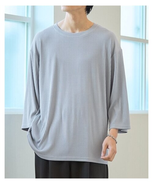 nissen（ニッセン）の「オーバーサイズカットジャガード7分袖Tシャツ【大きいサイズ有】（Tシャツ/カットソー・メンズ・グレー/スモーキーブルー/スモーキーグリーン/テラコッタ/黒・M/L/LL/3L/4L/5L/6L/8L/10L）」の20枚目の写真