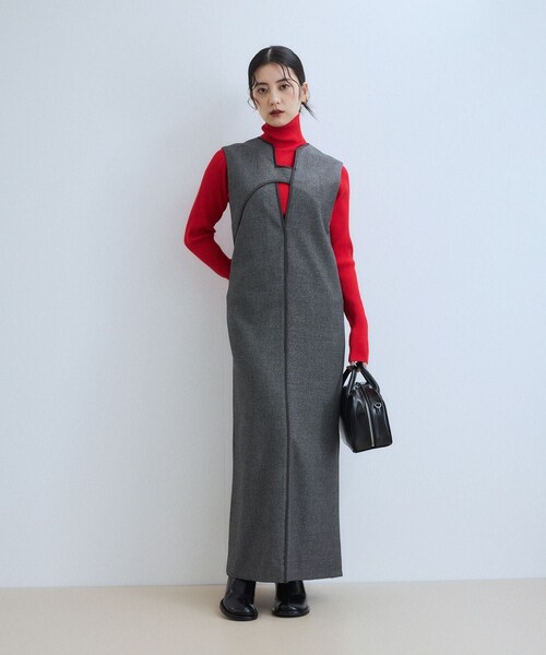 ADAM ET ROPE'（アダムエロペ）の「【WEB限定】2WAY MIXツイードジャンパースカート（ワンピース・レディース・ブラック系/ダークブラウン/ベージュ系・36/38）」の11枚目の写真