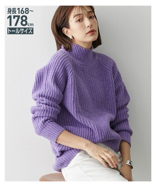 nissen（ニッセン）の「高身長　プチハイネックラグランニット（トールサイズ）（ニット/セーター・レディース・パープル/ディープグリーン/ブラウン/黒・MTT/LTT/LLTT/3LTT/4LTT/5LTT）」の21枚目の写真