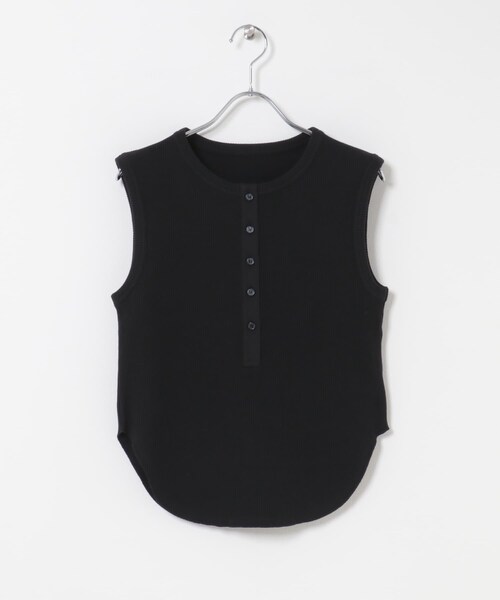 KBF（ケイビーエフ）の「ワッフルヘンリーネックタンクトップ（タンクトップ・レディース・BLACK/OATMEAL・One）」の4枚目の写真