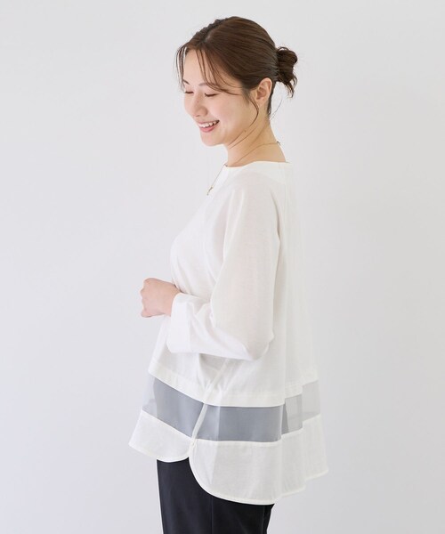 Jayro(ジャイロ)の「Wシルケットシアーラインプルオーバー(Tシャツ/カットソー・レディース・ブラック/ホワイト系・F)」の12枚目の写真