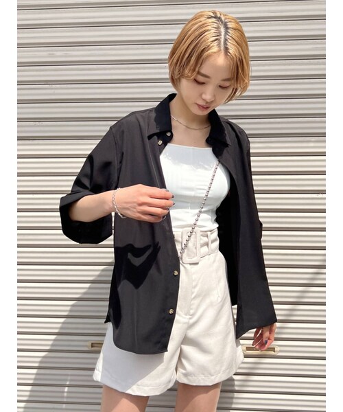 EMODA（エモダ）の「【セットアップ着用可】ボーイズワイドシャツ（シャツ/ブラウス・レディース・ブラウン/ブラック/イエロー/ライトミックス・F）」の6枚目の写真