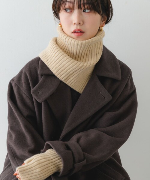 RODE SKO（ロデスコ）の「2WAYリブネックウォーマー（ネックウォーマー/スヌード・レディース・BEIGE/BLACK/GRAY・one）」の3枚目の写真