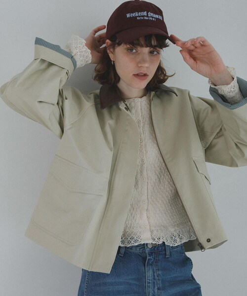 URBAN RESEARCH Sonny Label（アーバンリサーチサニーレーベル）の「異素材衿ショートジャケット（テーラードジャケット・レディース・ベージュ/エクリュ・Free）」の5枚目の写真