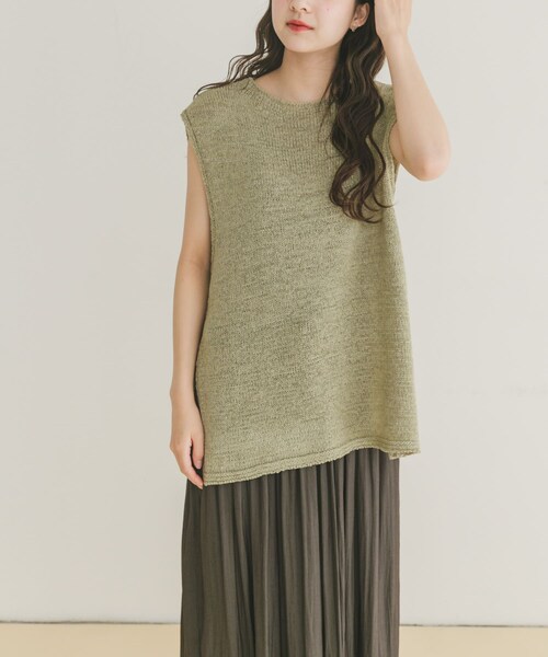 ITEMS URBANRESEARCH（アイテムズ アーバンリサーチ）の「テープヤーンニットベスト（ベスト・レディース・OFF/NVY/L.KHK・FREE）」の14枚目の写真