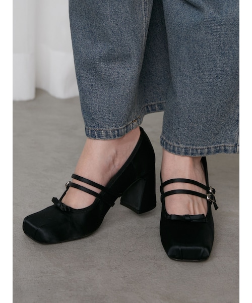 CALNAMUR（カルナムール）の「BALLET CHUNKY HEEL SHOSE/バレエチャンキーヒールシューズ（パンプス・レディース・ブラック/レッド/ピンク・S/M/L）」の3枚目の写真