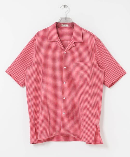URBAN RESEARCH(アーバンリサーチ)の「『別注』Cale×URBAN RESEARCH ギンガムチェック SHORT-SLEEVE SHIRTS(シャツ/ブラウス・メンズ・PINK×RED・3/4)」の6枚目の写真
