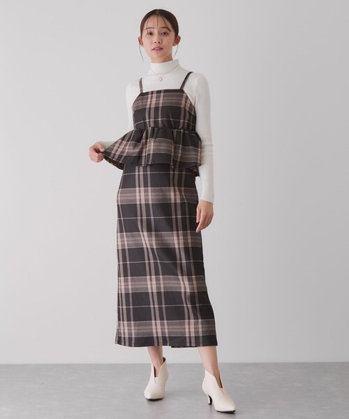 Jayro（ジャイロ）の「チェック柄ペプラムワンピース（ワンピース・レディース・ブラック系/グレー/ブラウン・M）」の9枚目の写真