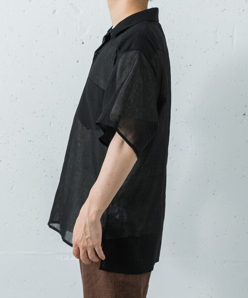 URBAN RESEARCH（アーバンリサーチ）の「YLEVE　C/R VOILE HAND STITCH SHIRTS（シャツ/ブラウス・メンズ・010 BLACK/030 IVORY・4/5）」の9枚目の写真