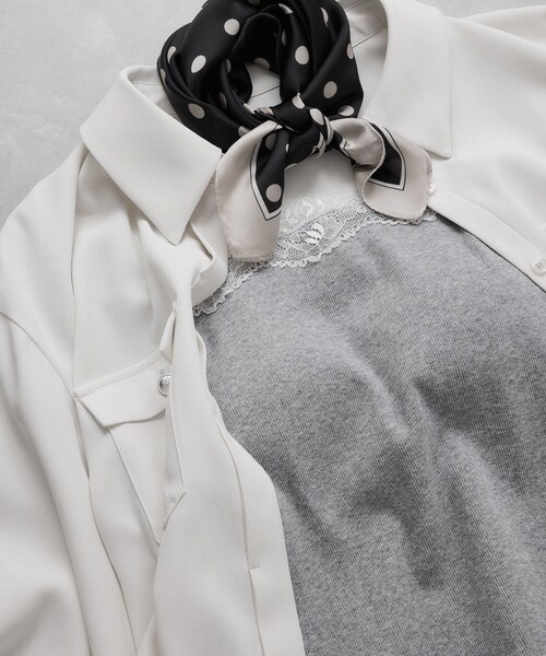 VIS（ビス）の「カップ付きレーステレコキャミソール（キャミソール・レディース・ブラック/ライトグレー/オフホワイト・F）」の7枚目の写真