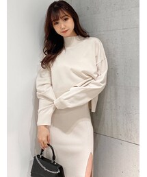 GYDA | 【セットアップ着用可】サイドスリットボトルネック ショートニットトップス(ニット/セーター)