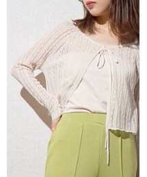 MERCURYDUO | ベア付メッシュクロップドニット(ニット/セーター)