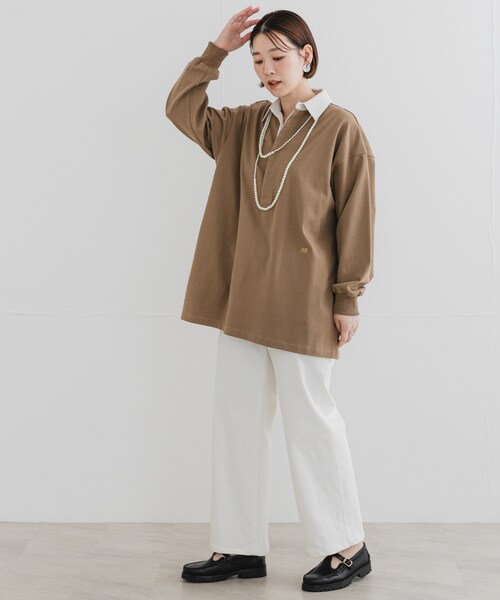 URBAN RESEARCH ROSSO（アーバンリサーチロッソ）の「F by ROSSO　ラガーチュニックプルオーバー（Tシャツ/カットソー・レディース・BEIGE/NAVY・FREE）」の10枚目の写真