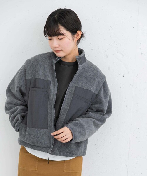 EKAL（エカル）の「デタッチャブルフリースブルゾン（ブルゾン・レディース・オフ/チャコール・one）」の22枚目の写真