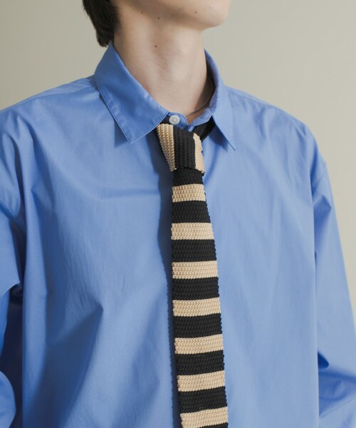 SENSE OF PLACE by URBAN RESEARCH（センスオブプレイスバイアーバンリサーチ）の「ボーダーニットタイ（ネクタイ・メンズ・BLK×IVO/GRN×BRN・one）」の4枚目の写真