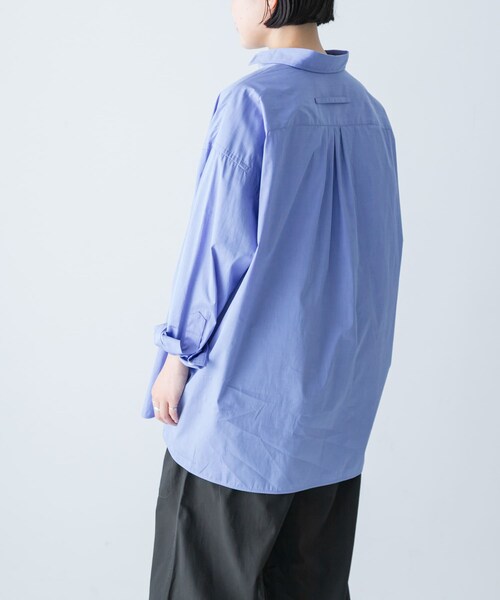 かぐれ(カグレ)の「TICCA スクエアビッグシャツuni(シャツ/ブラウス・レディース・blue/pinkstripe・1)」の4枚目の写真