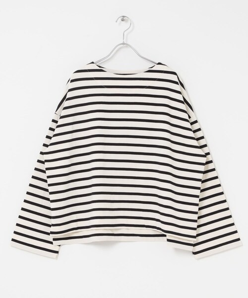 かぐれ（カグレ）の「コットンボートネックカットソー（Tシャツ/カットソー・レディース・IVORY/BLACK/BORDER・Free）」の19枚目の写真