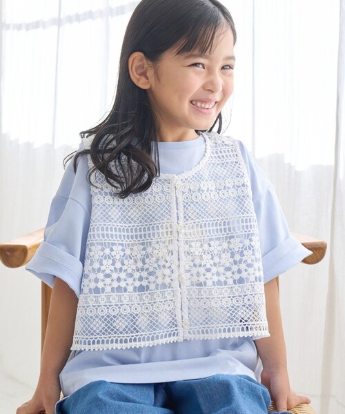 ROPE' PICNIC（ロペピクニック）の「【KIDS/キッズ】フロントボタンレースジレベスト/リンクコーデ（ベスト・キッズ・ブラック/ホワイト・L/M/S）」の14枚目の写真
