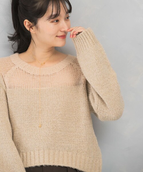 URBAN RESEARCH ROSSO（アーバンリサーチロッソ）の「『WEB限定』ドッキングラメニット（ニット/セーター・レディース・NAVY/PINK/BEIGE・FREE）」の6枚目の写真