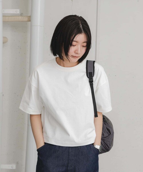 EKAL（エカル）の「『吸水速乾/UVカット』DRY OUT SHORT LENGTH T-SHIRTS（Tシャツ/カットソー・レディース・ダークプラム/ホワイト/アイボリー/ベージュ/チャコール/サルチャ/ブラウンカーキ・FREE）」の13枚目の写真