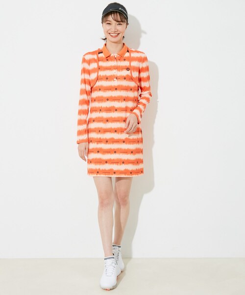 ROPE'（ロペ）の「【UV】【吸水速乾】タイダイプリントノースリーブワンピース（ワンピース・レディース・ブラック/ネイビー/オレンジ・L/M/S）」の6枚目の写真