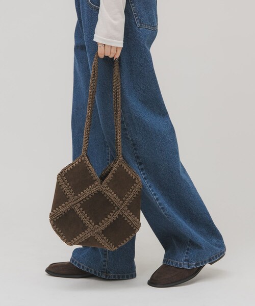 KBF（ケイビーエフ）の「パッチワークBAG（ショルダーバッグ・レディース・PINK/BROWN・One）」の5枚目の写真