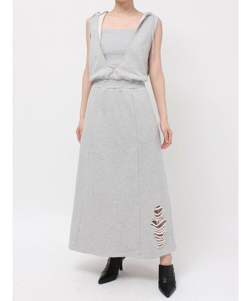 EVRIS（エヴリス）の「ビスチェセットフーディロングワンピース（ワンピース・レディース・グレー/ブラック/ブルー・F）」の2枚目の写真