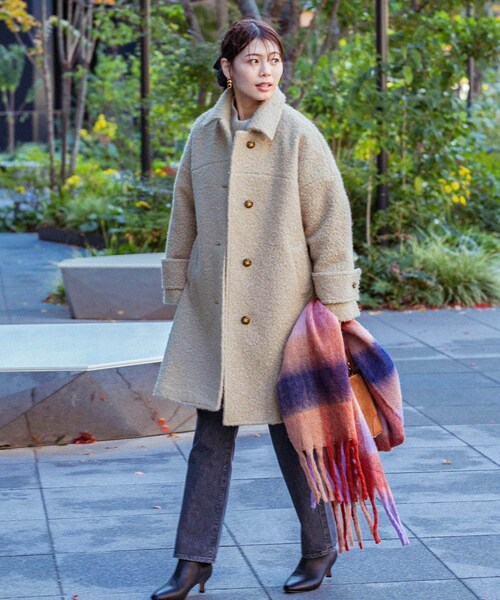 URBAN RESEARCH ROSSO（アーバンリサーチロッソ）の「F by ROSSO　『UR TECH』ブークレステンカラーコート（ステンカラーコート・レディース・BEIGE/NAVY・Free）」の3枚目の写真