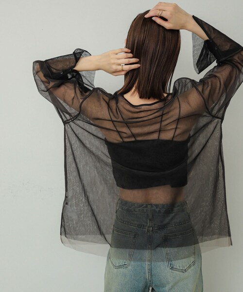 SENSE OF PLACE by URBAN RESEARCH(センスオブプレイスバイアーバンリサーチ)の「シアーチュールトップ(Tシャツ/カットソー・レディース・IVO×GRY/BEG×IVO/C.GRY×GRY/BLK×C.GRY・one)」の21枚目の写真