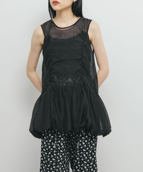 KBF（ケイビーエフ）の「ドロストバルーンスリーブレストップス（チュニック・レディース・IVORY/MAUVE GRAY/BLACK・one）」の16枚目の写真