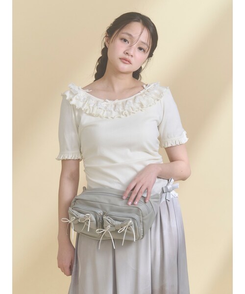 merry jenny（メリージェニー）の「リボンマルチウェイバッグ（ボディバッグ/ウエストポーチ・レディース・オフホワイト/ブラック/ミントグリーン・F）」の7枚目の写真