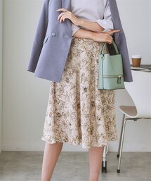 7days Life Styling | 花柄プリントフレアスカート（サイドポケット付）(スーツスカート)
