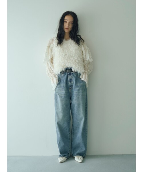 Ungrid（アングリッド）の「ウエストデザインルーズデニム（デニムパンツ・レディース・アイボリー/ブルー・24ｲﾝﾁ/25ｲﾝﾁ/26ｲﾝﾁ）」の10枚目の写真