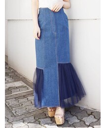 MERCURYDUO | プリーツドッキングアシメデニムスカート(スカート)